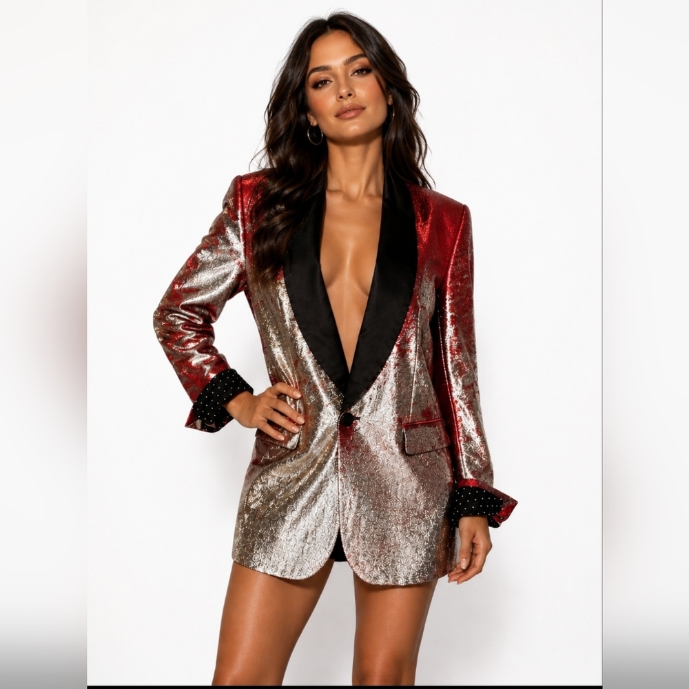 Tom Rebl tuxedo blazer with a black moire lapel.